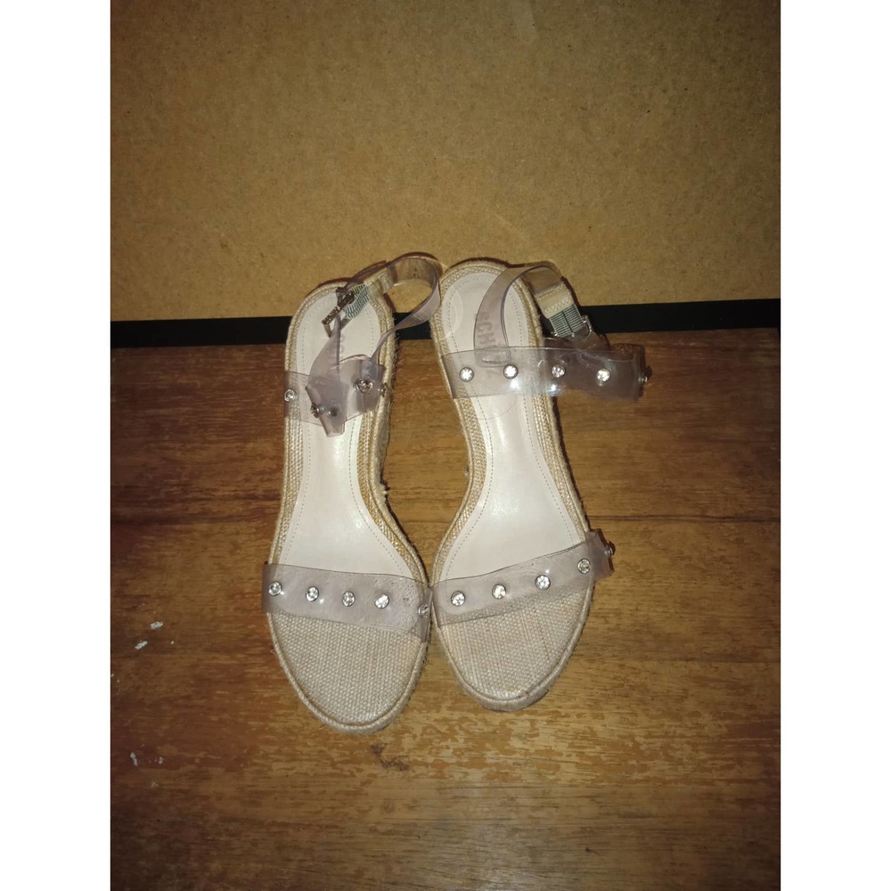 Schutz Caryne Clear Platform Wedge Espadrille Sandal Women Sz 9B Made In Brazil